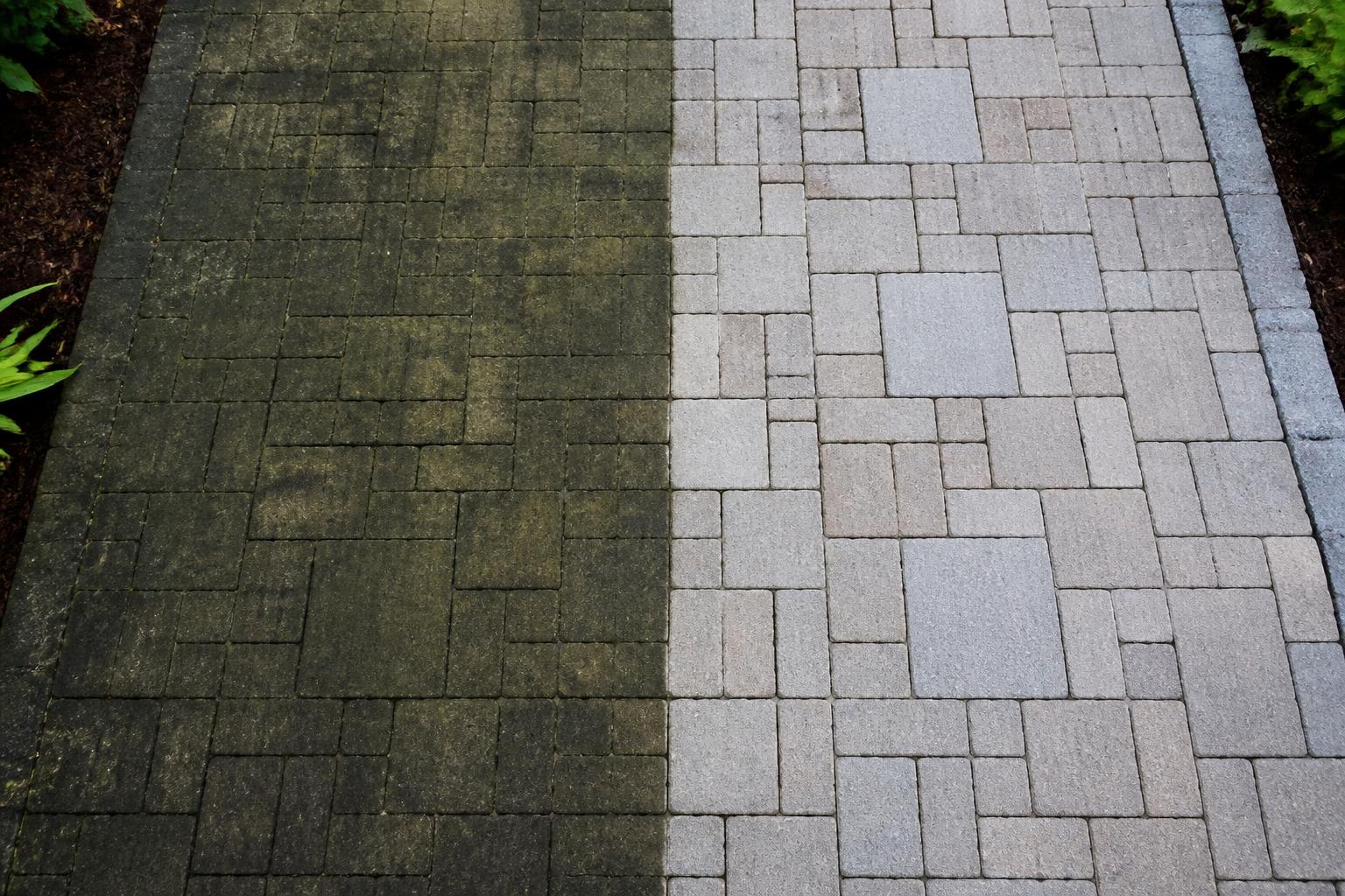 Uppfart med marksten efter tryckvätt i Alvesta